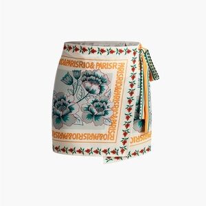 Commense Floral Square wrap around skirt with Orange Border